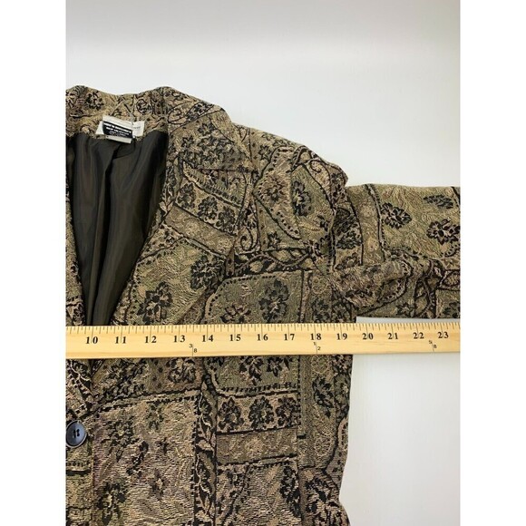 Newport News Brocade Jacquard Button Jacket Vintage Pea Coat Mid Length Women 12 - Picture 9 of 12